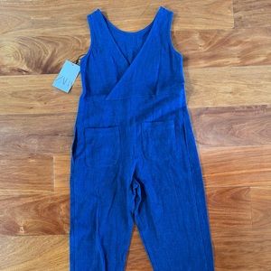 Zara Girls Linen CottonJumpsuit Romper with Front Pockets Girls 6 EU 116